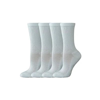 Image de Amazon Essentials Chaussettes de Travail rembourrées en Coton Hautes Performances Femme, 4 Paires, Blanc, 36 39.5