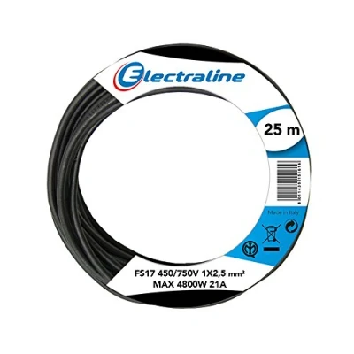 Image de Electraline 13142 Câble unipolaire FS17, Section 1 x 2,5 mm², Noir, 25 m
