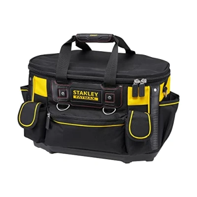 Image de STANLEY FATMAX Sac à Outils Semi Rigide Structure Volumineuse Rangements Verticaux Sangle d&#039;Épaule Réglable Poignée en Caoutchouc Résistant l&#039;Eau et la Poussière FMST1 70749