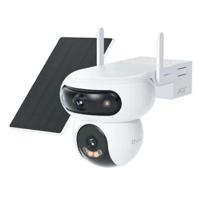 Image de EZVIZ 8MP(4MP+4MP) Camera Surveillance WiFi Exterieure sans Fil à Double Objectif Motorisé, Exterieur Solaire, Mode Always on, Détection de Personne/Véhicule, HB90 Dual+8W Panneau Solaire