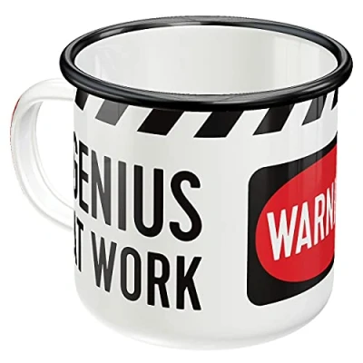 Image de Nostalgic Art Tasse rétro en émail, Genius At Work Idée de cadeau pour gamers, Mug camping, Design vintage, 360 ml