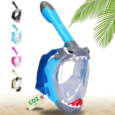 Image de Khroom Masque de plongée sans CO2 pour Enfants à partir 3 Ans Testé par TÜV Rheinland intégral la avec Tuba Complet (Chien)
