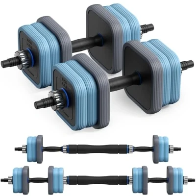 Image de Merach Haltère Réglable, Haltères Musculation avec Barres Raccordées, 3 in 1 Haltere Reglable, Dumbbells Poids Musculation, Pour La Fitnesse, l&#039;haltérophiliela Gym à Domicile 20KG