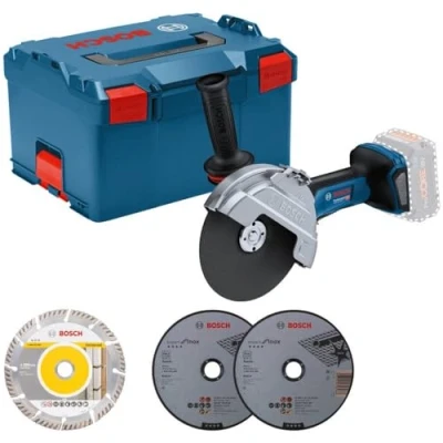 Image de Bosch Professional meuleuse angulaire sans fil BITURBO GWS 18V 180 P (Ø de disque mm, profondeur coupe 230 PROtection switch, avec 2 disques à tronçonner, 1 diamanté, dans L BOXX)