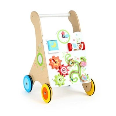 Image de Small Foot 10745 Chariot de Marche Multicolore, en Bois, motricité Multifonctionnel, avec Roues recouvertes Caoutchouc Jouet,