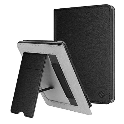 Image de FINTIE Coque pour 6&quot; Kindle Paperwhite (10e Génération, 2018 / Tous Ancienne Génération 2012 2018) Étui Kick Stand avec Fente Carte et dragonne, Veille/Réveil Automatique, Noir