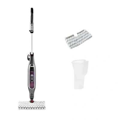 Image de Shark Automatic Klik n&#039; Flip Steam Mop pour sols durs avec contrôle intelligent de la vapeur, 2 tampons nettoyage lavables et flacon remplissage, 350 ml, cordon 6 m, Gris/Bordeaux S6003EU