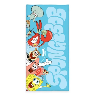 Image de Herding Serviette de Bain Bob l&#039;Éponge, 75 x 150 cm, Petite Douce pour Enfants le et la Plage, 100 % Coton