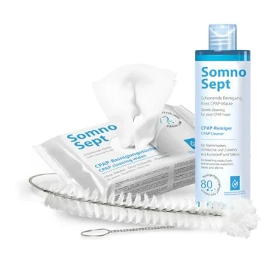 Image de SomnoSept Kit de nettoyage CPAP (SomnoSept 400 ml, lingettes 72 pièces, brosse oxyhero 15 mm) complet haute qualité