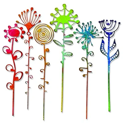Image de Sizzix by Chapter Thinlits Die Set 6PK Artsy Stems par Tim Holtz 665846 Chapitre 2 2022, Plastique Papier, Multicolor, Taille Unique