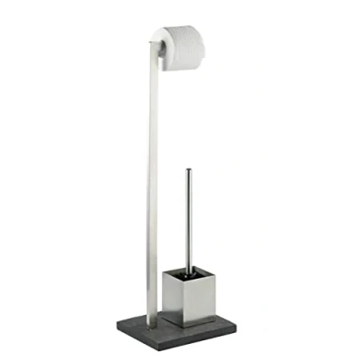Image de WENKO Combiné WC Slate Rock acier inox Porte brosse Satiné
