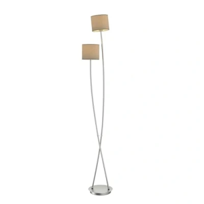 Image de Lucande Lampadaire Tissu Juljana (Moderne) en Beige Textile e. a. pour Salon &amp; Salle à manger (à 2 lampes, E14), Sur Pied, Lampe a de Sol