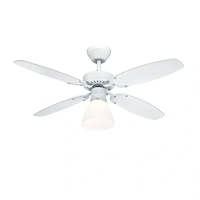 Image de 78708 Ventilateur de plafond d’intérieur blanc 105 cm Capitol, kit d‘éclairage avec verre opale dépoli