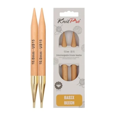 Image de KnitPro Basix Aiguilles à Tricoter circulaires interchangeables, Bouleau, Multicolore, 11.6 cm x 10.00 mm