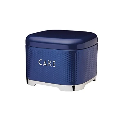 Image de Lovello Kitchencraft Boîte à Gâteaux Texturée avec Motif Hexagonal Géométrique, 26 X 19 cm (10&quot; 10&quot; 7.5&quot;) Marine de Minuit, Lovctblu