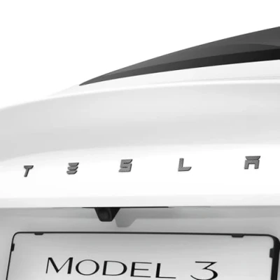 Image de Spigen Tesla Model 3 Highland 2024 Emblèmes Logo Avant Autocollants, Ajustement Parfait et Couverture (Emblèmes Arrière (Carbone))