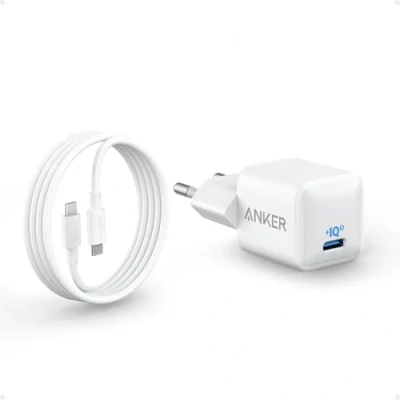 Image de Anker 511 Chargeur Nano USB C 20 W, Rapide, Durable et Compact PIQ 3.0, pour iPhone 14/13, Galaxy, Pixel 4/3, iPad/iPad Mini(+ 1 Câble vers de 180 cm)