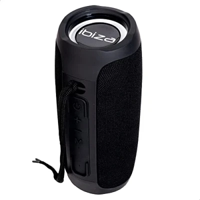 Image de Ibiza BULLET30 Baffle portable Bluetooth 360 de 30W, sur batterie avec anneaux lumineux LED et fonction TWS Noir
