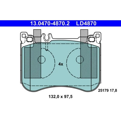 Image de ATE 13.0470 4870.2 Jeu de plaquettes frein préparé pour indicateur d&#039;usure, contact signal d&#039;usure exclu MERCEDES BENZ: Classe S Berline