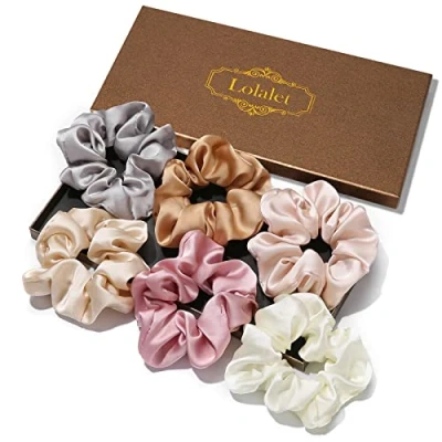Image de Lolalet 6 Chouchous Cheveux en Satin, Chouchou Scrunchie avec Couleur Différente, Ties Cordes Élastiques pour Filles Femmes de Tous Âges