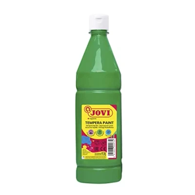 Image de Jovi Gouache liquide, bouteille de 1L, Couleur vert clair, Peinture à base d&#039;ingrédients naturels, Facile laver, Sans gluten, Idéal pour l&#039;école (51117)