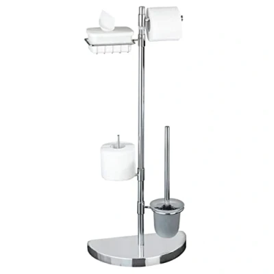 Image de WENKO Ensemble WC Gain de Place avec les éléments mobiles Argent brillant