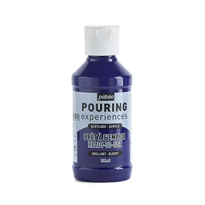 Image de Pébéo Pouring Expériences Peinture Acrylique Pré mélangée Prête à l&#039;emploi Idéal pour Fluid Art, Bleu Cyan, 118 ml