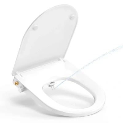 Image de Abattant WC japonais, YEAUPE PRO Forme D avec frein de chute, non électrique double buses rétractables autonettoyantes,Kit Lunette Toilette Universelle, Blanc