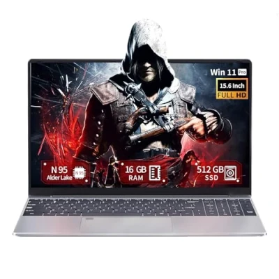 Image de Ekonavi Ordinateur Portable 15,6 Pouces, 16 Go RAM 512 SSD Celeron N95 Laptop, écran FHD IPS 1920 * 1080 Win11 Pro PC avec Clavier rétroéclairé, déverrouillage par Empreinte Digitale