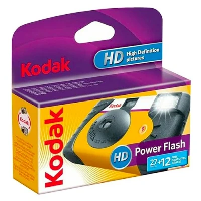 Image de KODAK Power Flash 27+12exp Appareil Photo Jetable 35mm, Automatique Intégré, ISO 800, Mise au Point Fixe, Viseur Optique, Rembobinage Manuel Noir Neuf