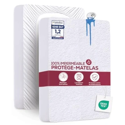 Image de Utopia Bedding Protège Matelas 200 x 30 cm Imperméable, Certifié Oeko TEX, Alèse Drap Housse, Couvre, Respirant, Élastique Tout Autour