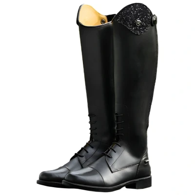 Image de Bottes d&#039;équitation en cuir QHP Romy pour enfants avec design interchangeable Noir Largeur de mollet normale, , Taille 37