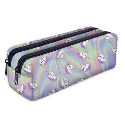 Image de Trousse Scolaire 2 Compartiments Sac a Crayon de Toilette Plumier Organisateur Licorne Hollo [107]