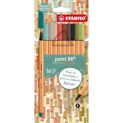 Image de Stylo feutre pointe fine STABILO point 88 Etui carton x 10 feutres Edition Nature