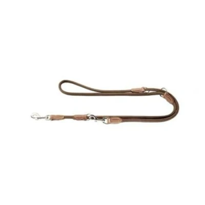 Image de Hunter Round and Soft Hunting Laisse réglable pour Chien Ronde en Cuir Souple et Robuste Marron 1,0 x 200 cm