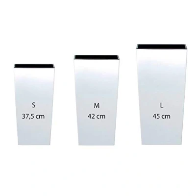 Image de Pack 3 MACETAS ALTAS PROSPERPLAST 11,4X16,3X19L URBI Square DE PLASTICO en Color Blanco Con DEPOSITO