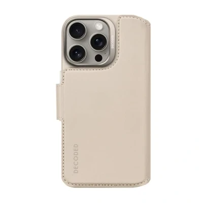 Image de DECODED Étui portefeuille amovible 2 en 1 cuir pour iPhone 16 Pro, compatible MagSafe, ECCO véritable de qualité supérieure, coque protection intégrale, bords surélevés protéger