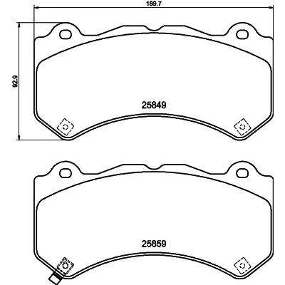 Image de HELLA 8DB 355 021 041 Jeu de plaquettes frein avec indicateur d&#039;usure JEEP: GRAND CHEROKEE 4, CHEVROLET: Camaro V Coupe, VI Coupe