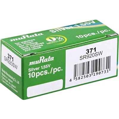 Image de Murata SR920SW PBWW 371 Lot de 10 Piles Bouton à l&#039;oxyde d&#039;argent 40 mAh 1,55 V