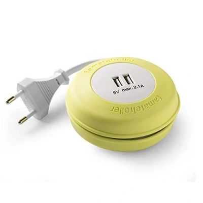 Image de Famatel Roller Enroulable avec 2 USB mètres matériau en Silicone Une Grande flexibilité et résistance Jaune, Vert, 9 x 4 cm