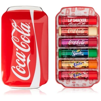 Image de Lip Smacker Coca Cola Coffret, Ensemble de 6 BaumesÀLèvres Assortis aux Saveurs Authentiques Cola, Fanta et Sprite