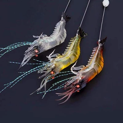 Image de Pêche Leurres Simulation Crevette avec Crochet Lumineux Haute Simulation9.5cm Calmar Poisson Calamars Bait Aléatoire Un et Populaire