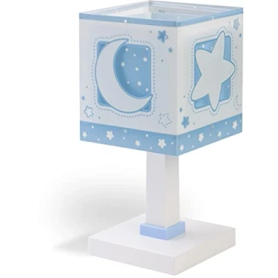 Image de lampe de table enfant Moonlight lune et étoiles Bleu