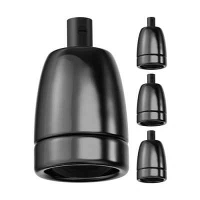 Image de ledscom.de 4 pièces Douille E27, porcelaine, noir, 230V AC, max. 300W
