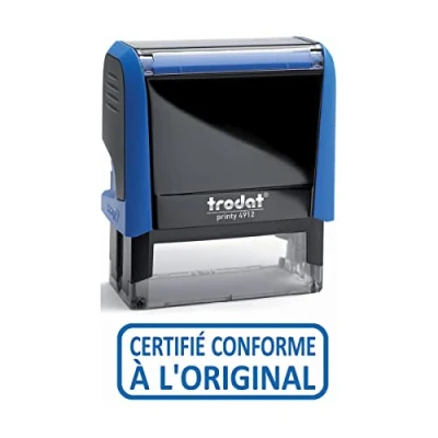 Image de Tampon Trodat x print 4912 encrage automatique rechargeable, texte CERTIFIÉ CONFORME A L&#039;ORIGINAL, encre de couleur bleue, format l’impression 45 16 mm