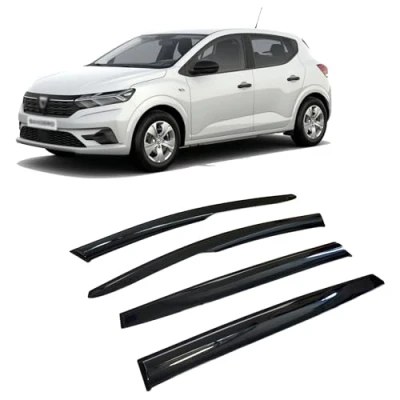 Image de Deflecteur Vitre Voitur Déflecteurs pour Auto de Vent Déflecteur d&#039;air Pluie Compatible avec Dacia Sandero 2021 2024 Fenêtre Latérale Collables Aérodynamique 4 pièces CarJoy