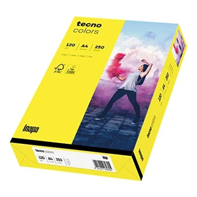Image de inapa Tecno Colors Lot de 250 feuilles papier coloré Jaune Format A4 120 g/m²