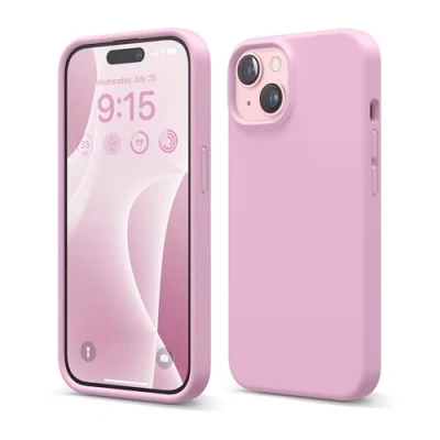 Image de elago Coque en Silicone Liquide Compatible avec iPhone 15, de qualité supérieure, Protection intégrale [Structure à 4 Couches Anti Choc], Doublure Microfibre Douce Rayures