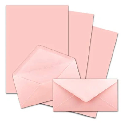 Image de 25x sets de papier à lettres A4 avec enveloppes DL fermeture: gommée couleur: rose mat FarbenFroh by GUSTAV NEUSER