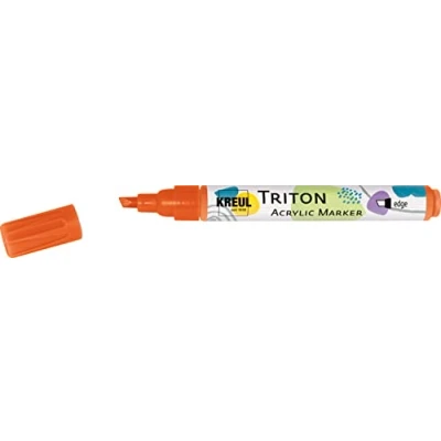 Image de Kreul 17802 Triton Acrylic Marker edge, orange véritable, pointe biseautée, épaisseur de trait env. 1 à 4 mm, base d&#039;eau, marqueur acrylique pour la création sur papier, bois, pierre, etc.